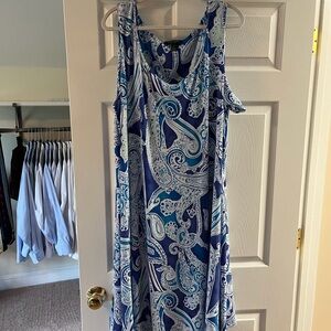 Ralph Lauren Navy and White Paisley Midi Dress